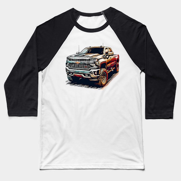 Chevy Silverado Baseball T-Shirt by Vehicles-Art